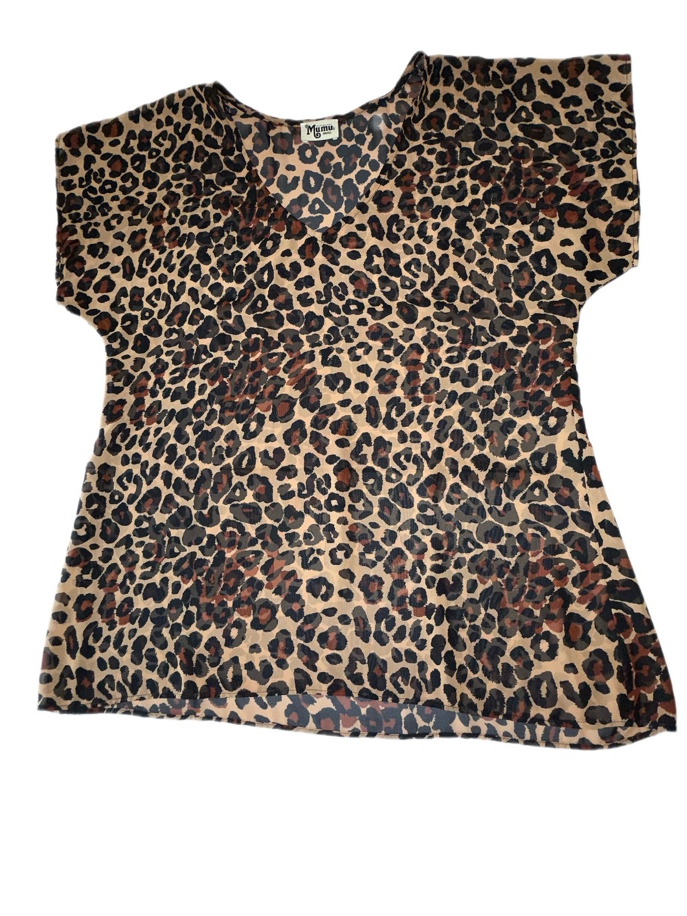 Show Me Your Mumu Leopard Print Sheer Oversized Top Small Boho Animal Print - Picture 2 of 7